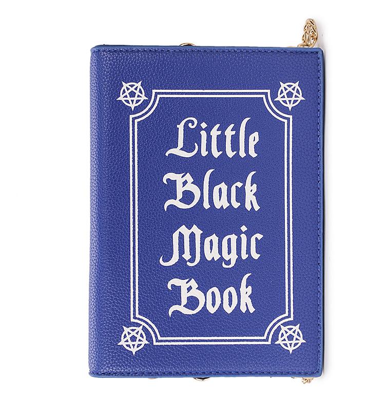 Bolso de mano de libro mágico de moda para mujer, bolso de hombro con cadena de cuero Pu negro, monederos pequeños y bolsos de mano, bolso cruzado, bolso femenino
