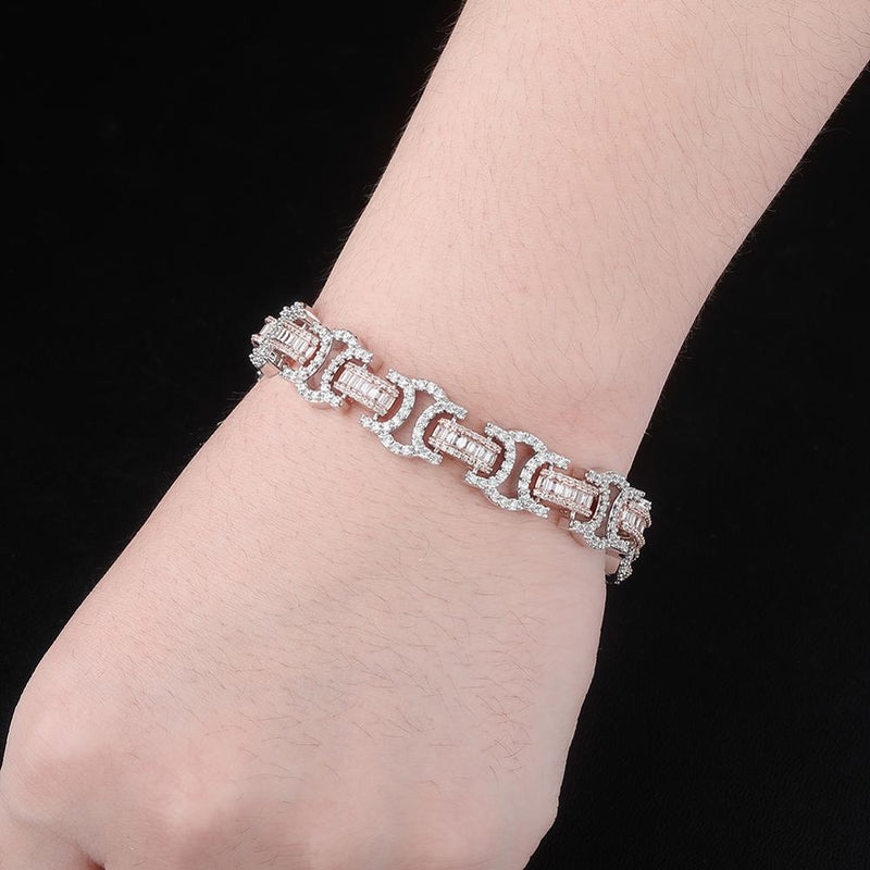 TOPGRILLZ New 13mm Byzantine Bracelet High Quality Iced Out Micro Pave Cubic Zirconia Hip Hop Personalised Jewelry For Gift