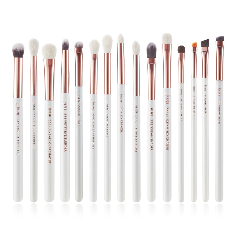 Jessup Makeup Brushes Set 15pcs Eye Brushes set Natural-synthetic Eyeshadow Eyeliner Eyebrow Blending Pearl White T217