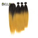 Mechones de pelo liso Yaki mechones Ombre pelo sintético 4 unids/pack 18-22 pulgadas 245g mechones con cierre BELLA extensiones de cabello tejido