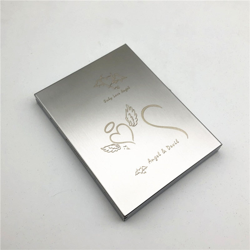 Alalinong Codex Gigas Stainless Steel Cigarette Case Ultra Thin Metal Universal Cigarette Box Wire Drawing Process Smoking Beast