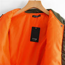 ZXQJ Frauen Mode Basic Lose Gepolsterte Bomberjacke Mantel Vintage Langarm Reißverschluss Warme Weibliche Oberbekleidung Chic Tops