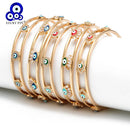 Lucky Eye Open Cuff Bangle Bracelet Gold Color Copper Multi Color Turkish Evil Eye Bangle for Women Girls Fashion Jewelry BD168