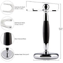 Rasierpinsel und Ständer, Reines Silberspitz-Dachshaarpinsel-Set 22 mm Rasierständer aus Edelstahl, Griff aus schwarzer Harzlegierung