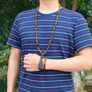 Grado Natural A 8mm piedra de ojo de tigre y cuentas de ónix negro brillante collar 108 cuentas Mala joyería Buda oración pulsera mujeres hombres