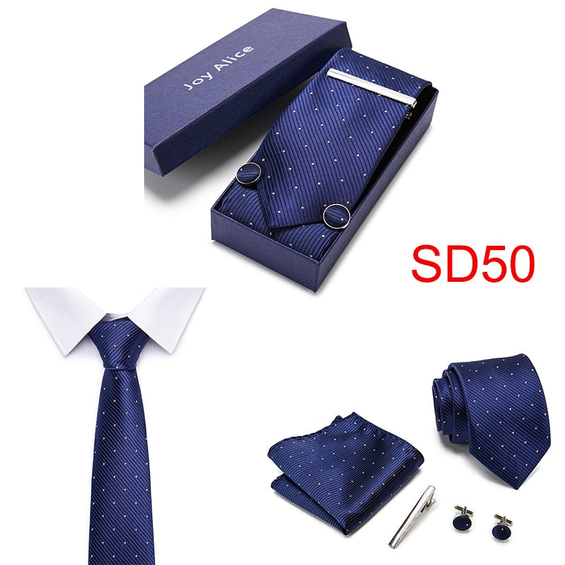 Gift Box 38 styles Tie Set Hanky Cufflinks With Gift Box Jacquard Woven Neckties Set For Men Wedding Party Lots of  accessories