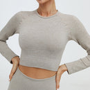 Workout Tops For Women Fitness Sport Yoga Top Knitted Yoga Shirt Seamless Top Long Sleeve Running Sport Shirt Women Sportswear