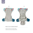 Elinfant Gray Mesh Cloth 4pcs Eco-friendly Diaper Washable Cloth Diaper Adjustable Baby Nappy Reusable pocket Diapers