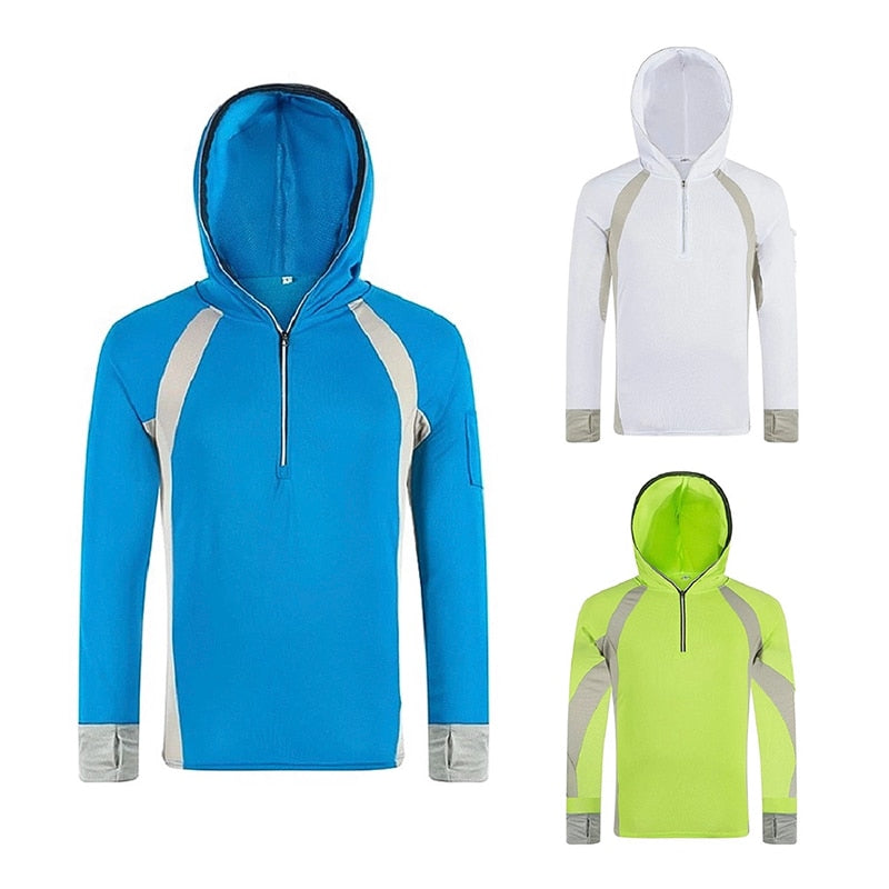 Camisa de pesca para hombre, ropa Anti UV, Sudadera con capucha de protección solar, suéter de pesca transpirable de secado rápido, ropa para senderismo, camisa de escalada