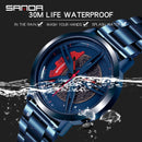 Men Watch Car Wheel Rim Hub Dial Male Wristwatch Cool Man Black Waterproof Watches Mesh Stainless Steel Quartz Relogio Masculino