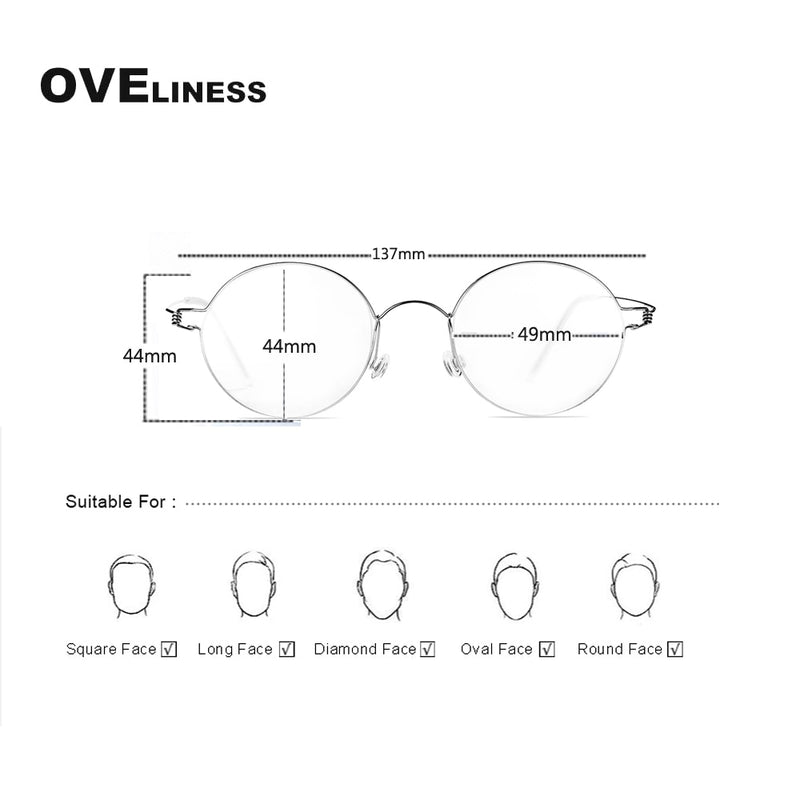 Titanium Screwless Eyewear Prescription Retro Eyeglasses Frame Women Round Myopia Optical Korean Spectacles Glasses Frame Men