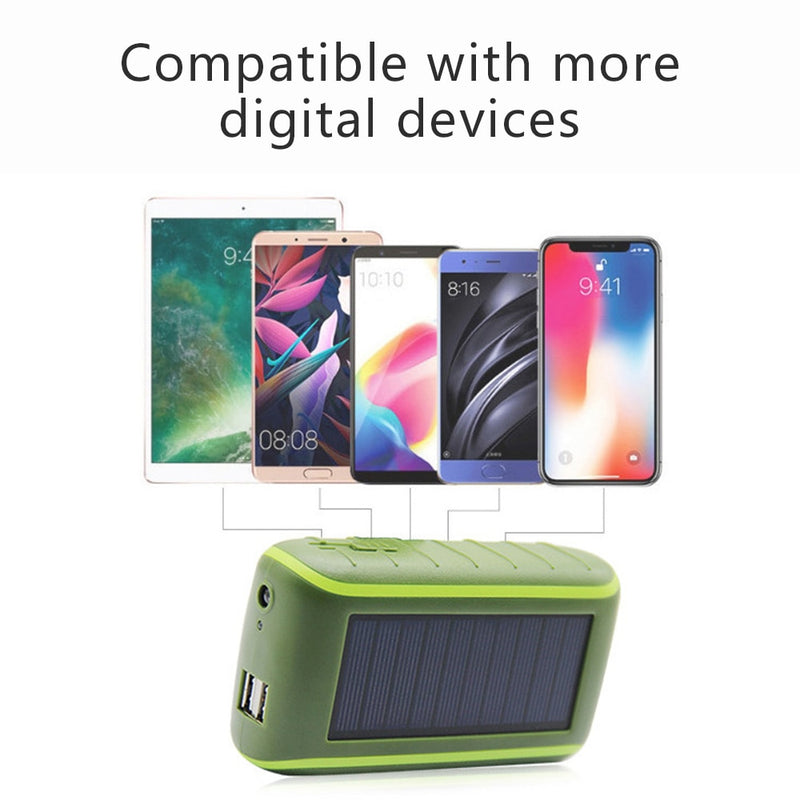 6000/8000 mAh Multifunktions-Solarenergienbank Handkurbel Dynamobetriebenes universelles Doppel-USB-tragbares Ladegerät für den Außenbereich PoverBank