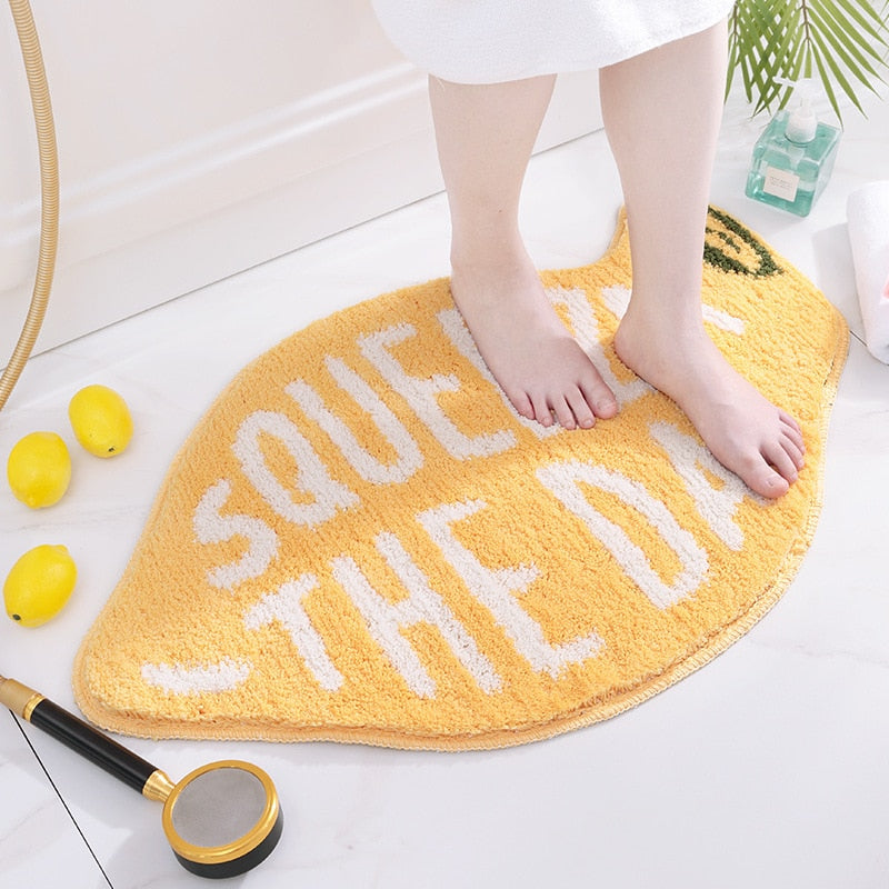 Flocking Fruit Peach Lemon Shape Home Entrance Mat Bedroom Bathroom Door Non-slip Foot Pad