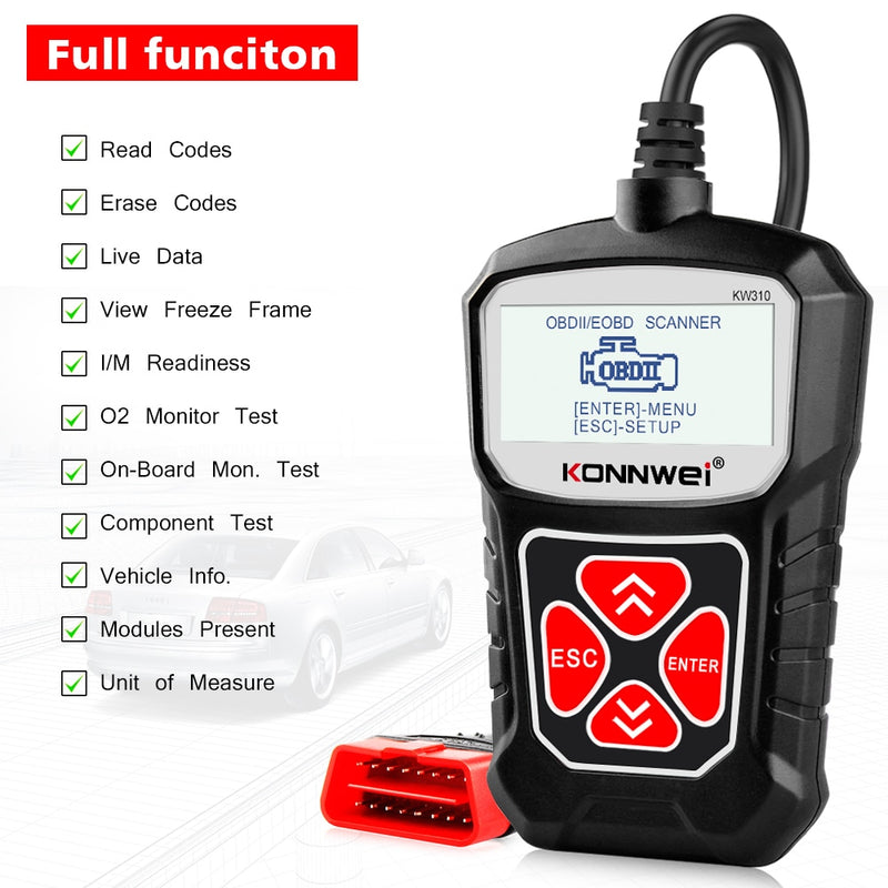 Escáner KONNWEI KW310 OBD2 para Auto OBD 2, herramienta de diagnóstico de escáner de coche, escáner automotriz, herramientas de coche, idioma ruso PK Elm327