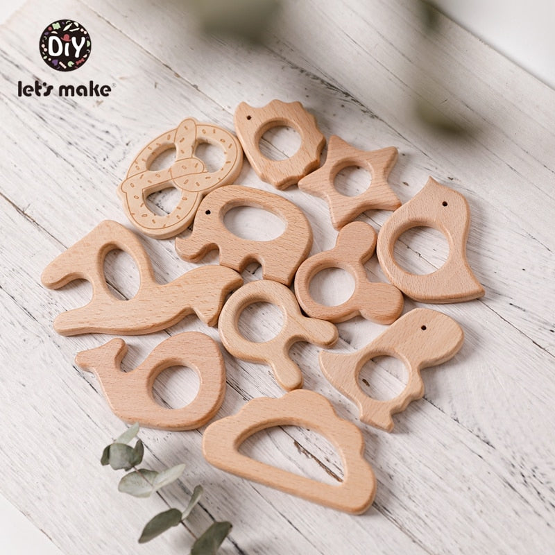 Let's Make 10pcs Baby Teether For Teeth Beech Food Grade Wholesale Wooden Teething Toys Rodent DIY Accessories Nursing Tiny Rod
