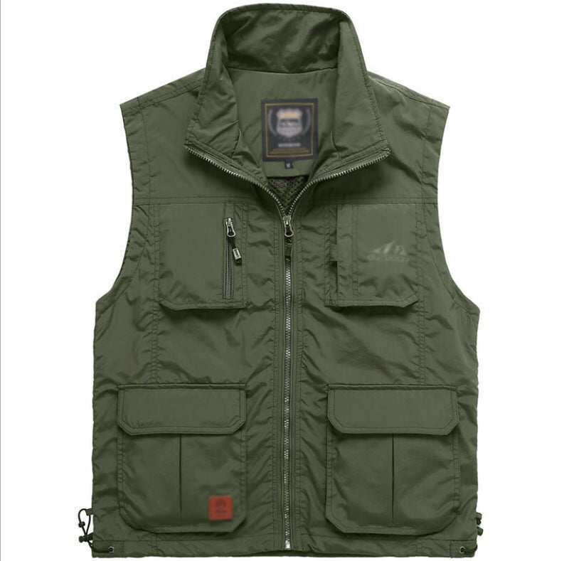 Quick dry Multi-Pockets Classic Waistcoat Male Sleeveless Unloading Solid Coat Work Vest Photographer Tactical Masculino Jackets