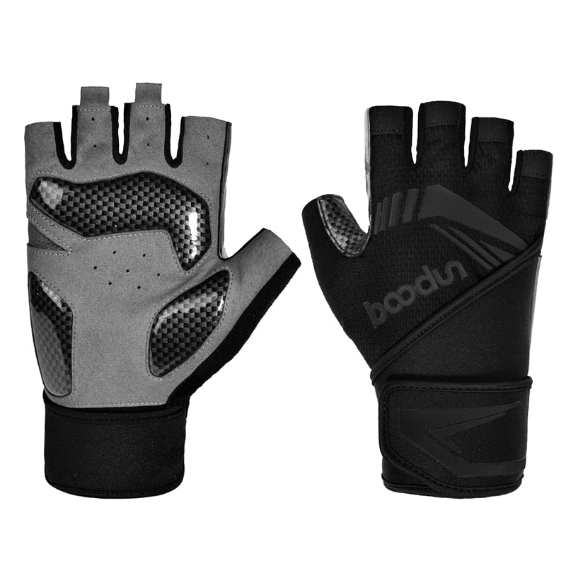 Boodun Men Weight Lifting Gloves Half Finger Gym Fitness Gloves with Wrist Wrap Support Crossfit Sport Training Workout Gloves