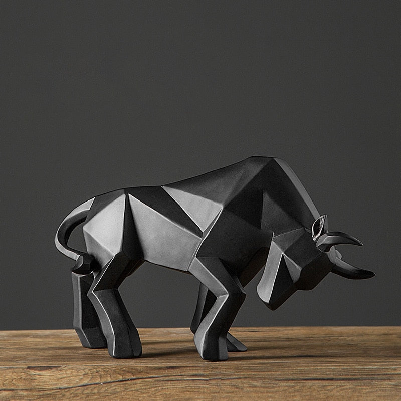 Vilead Abstract Bull Statue Geometric Cattle Sculpture Ornament Animal Figurines Morden Home Living Room Office Desktop Decor