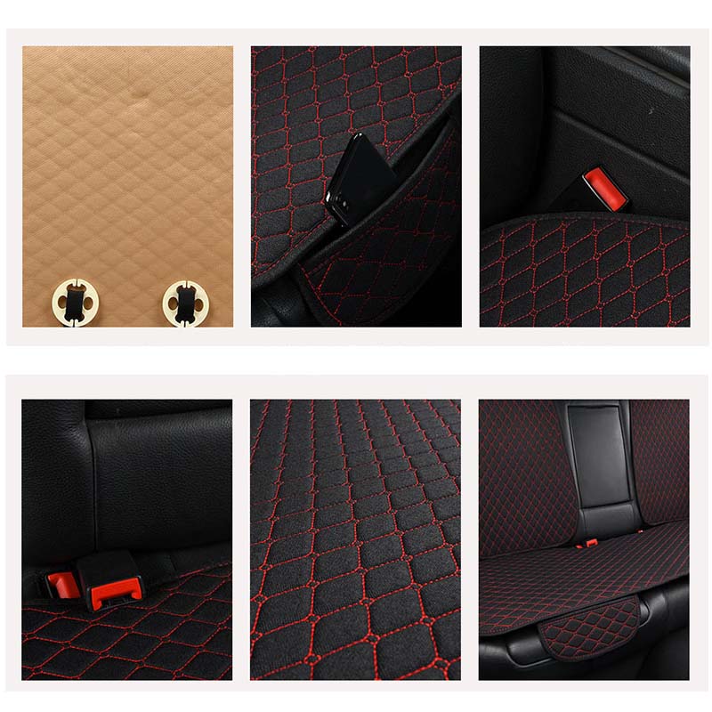 Summer Car Seat Cover Protector Auto Flax Front Back Rear Backrest Linen Seat Cushion Pad for Automotive Interior Truck Suv Van