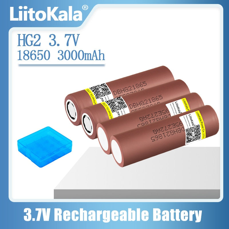 1-10pcs LiitoKala 100% New HG2+Box 18650 3000mAh Rechargeable battery 18650HG2 3.6V discharge 20A Max 35A Power batteries