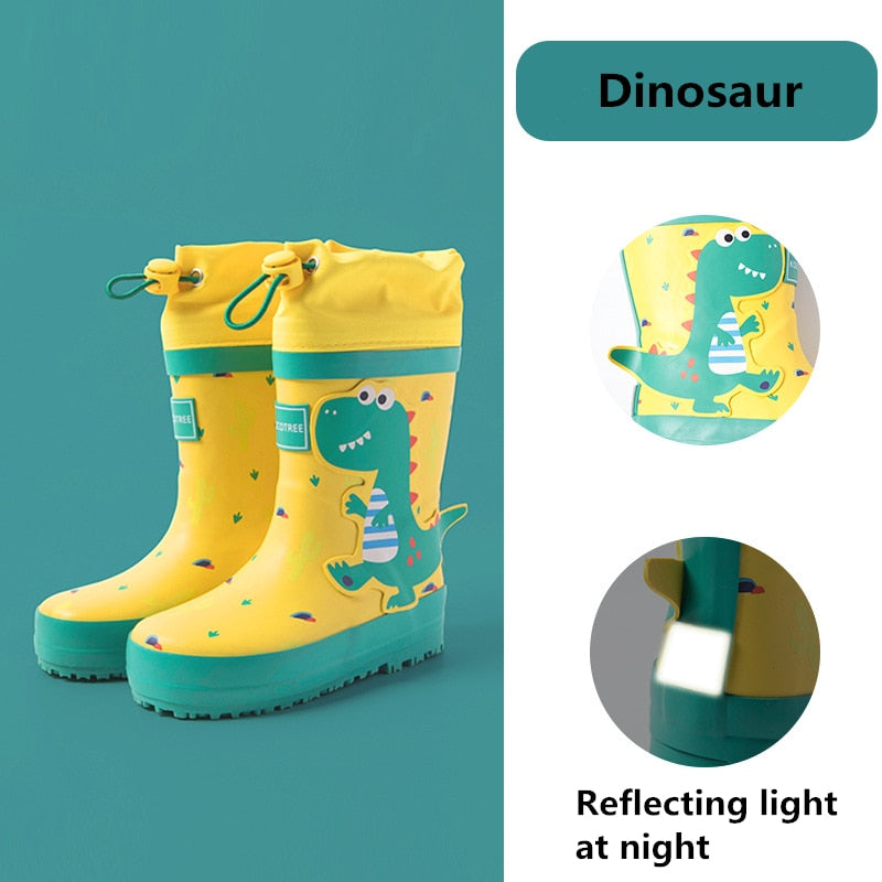 Botas de lluvia para niños con unicornio, zapatos impermeables para niño y niña, nuevas botas de goma con estampado de dibujos animados para niños con cubierta impermeable para pantorrilla