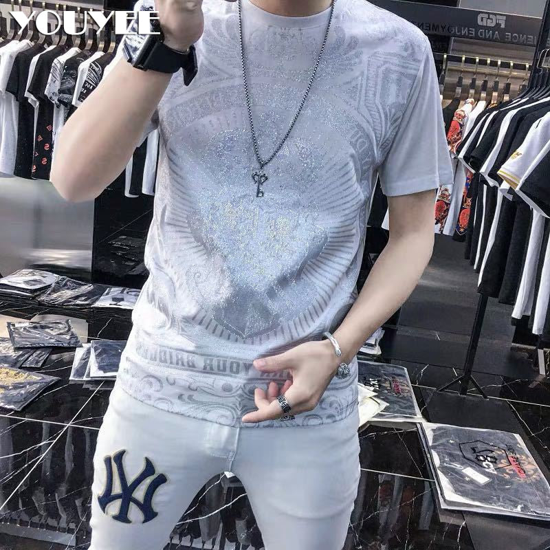 Men's Short Sleeve O-Neck T- shirt YOUYEE 2021 Summer Young Fashion Hip-Hop High Quality Trendy Streetwear Male Tees Top Clothes