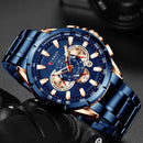 Reloj Curren para hombre, marca de lujo, esfera grande, relojes de cuarzo azul para hombre, cronógrafo, reloj de pulsera deportivo para hombre, reloj de fecha de acero inoxidable