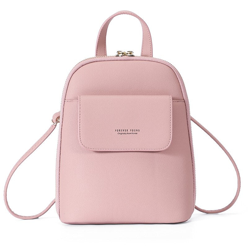 Forever Young Women Backpack Fashion Small Backpack Female Soft Leather Ladies Bag Satchel Mini Mochila Purse High Quality