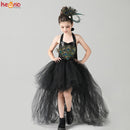 Fancy Peacock Feather Girl Pageant Tutu Dress with Wing Kids Deluxe Peacock Tutu Costume Dress Evening Party Halloween Clothes