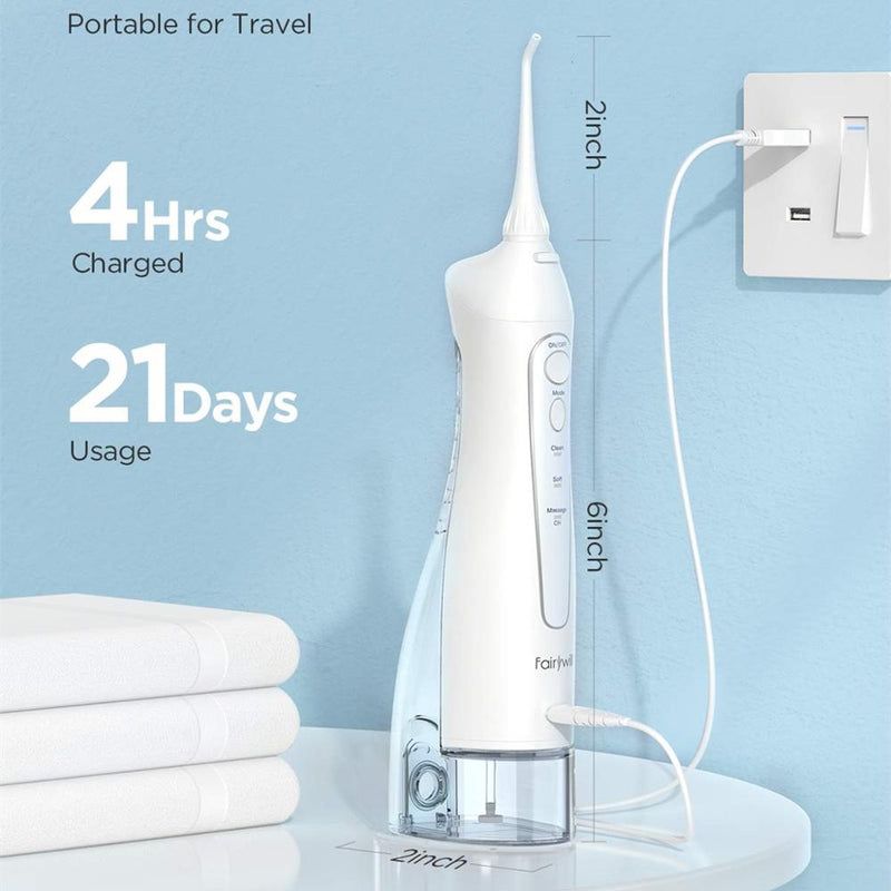 Fairywill-cepillo de dientes eléctrico sónico y hilo dental de agua, carga USB, resistente al agua, 5 modos, 3 cabezales de cepillo, cepillos de dientes, limpiador de dientes