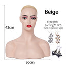 Female Realistic Mannequin Head With Shoulders African Wig Display Model Dark Brown Beige Colors Doll Head For Hat Glasses