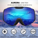 Ski Goggles,OTG Anti-Fog Snowboard Skate Snowmoblie Double Layer Spherical Lens Snow Goggles Men Women M4