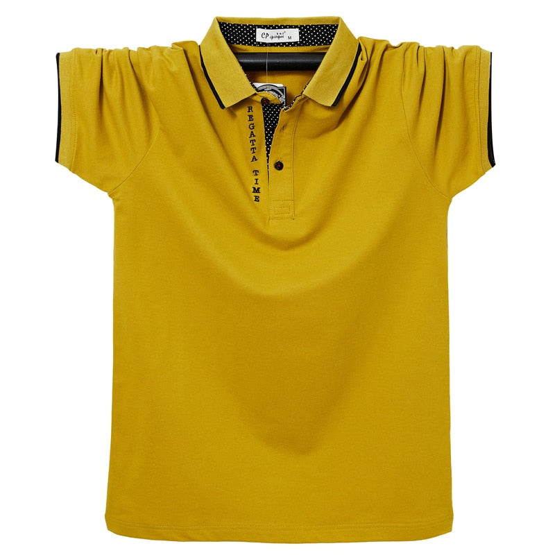 Männer Poloshirt Sommer Atmungsaktive Baumwolle Brief Stickerei Männer Kurze Top Tees Polo Business Casual Poloshirt Männer 6XL Plus Größe