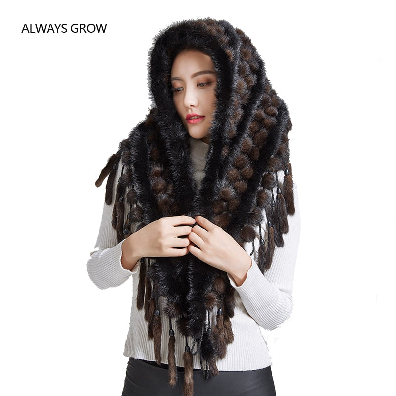 Winter Frauen Nerz Schal Schal natürliche Farbe mit Haken Mode schön warm.