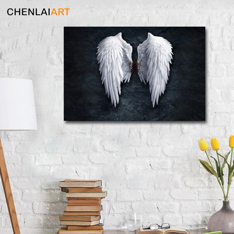 Modern Angel Wings Feather Wall Art Canvas Prints Pinturas en la pared Imagen para el póster de la sala de estar e impresiones Sin marco