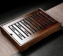 Bamboo Tea Tray Solid Bamboo Tea Board Kung Fu Tea Set with Drain Rack Tools Tea Serving Teapot Tray Set Teal Kitchen Accessorie