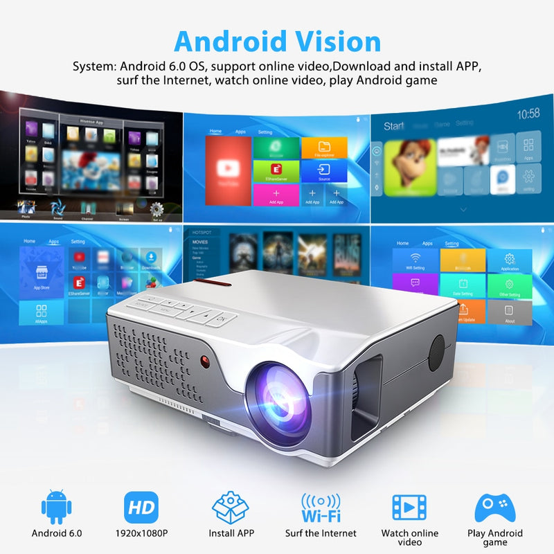 ThundeaL Full HD Native 1080P Projektor TD96 TD96W Projektor LED Wireless WiFi Android Multi-Screen Beamer 3D Video 3D Proyector