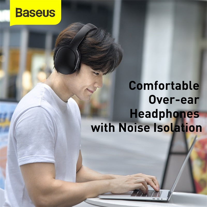 Baseus D02 Pro Kabelloser Bluetooth-Kopfhörer HIFI-Stereo-Ohrhörer Faltbares Sport-Headset mit Audiokabel für iPhone-Tablet