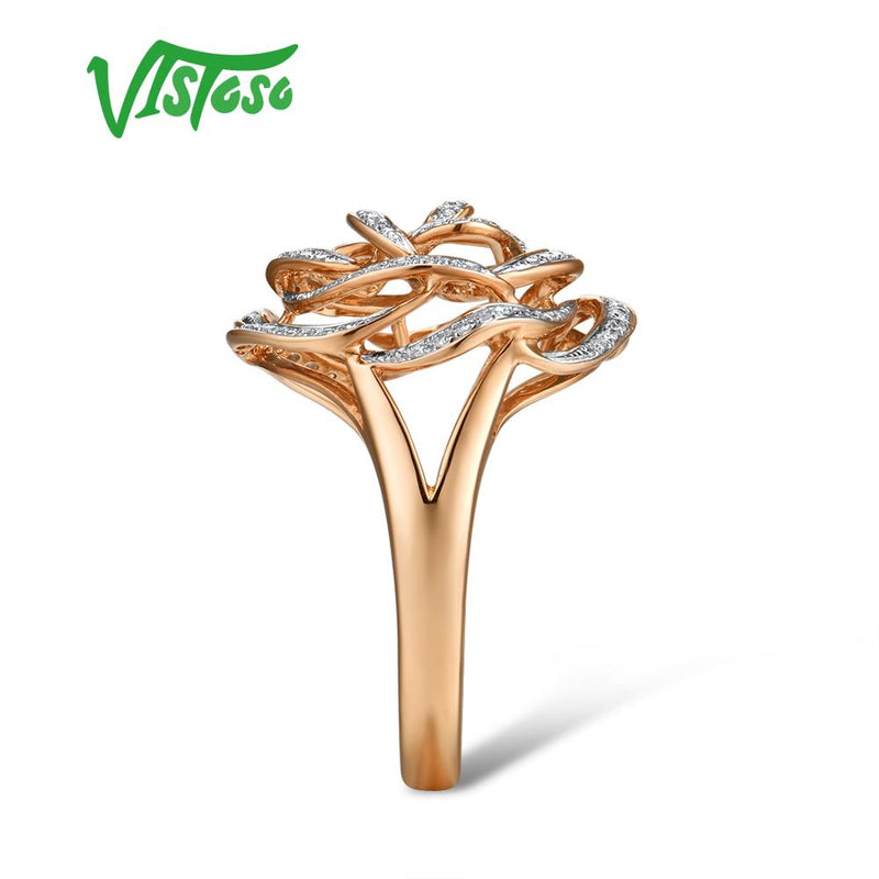 VISTOSO Gold Rings For Women Genuine 14K 585 Rose Gold Ring Sparkling Diamond Promise Engagement Rings Anniversary Fine Jewelry