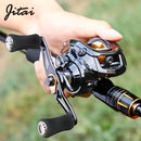 JITAI Baitcasting Fishing Reel Double Brake System 10Kg Carbon Fibe Drag 7.0:1 High Speed Light Fishing Reel Fishing Wheel