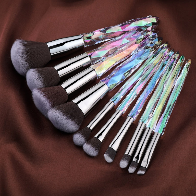 FLD Diamond makeup brushes Set Cosmetic Blush brush Powder Foundation Brush Eye Shadow Lip Eyebrow  Makeup Kit Brushes