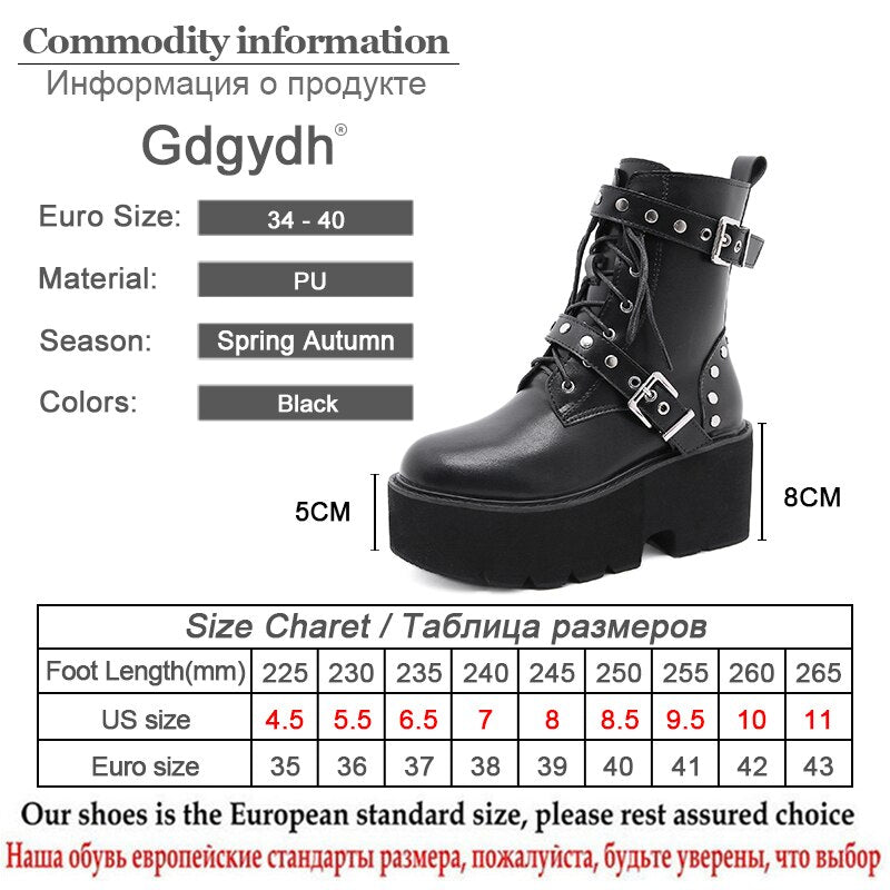 Gdgydh Sexy Rivet Autumn Boots Women 2022 New Platform Ankle Boots For Women Black Gothic Nightclub Party Shoes Female Drop Ship