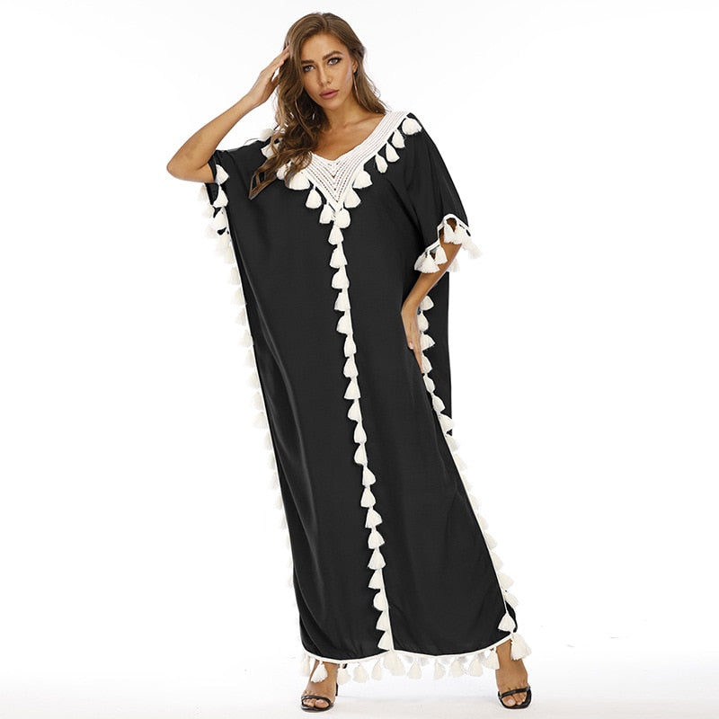 Muslimisches marokkanisches Kaftan Abaya Kleid Frauen Kurzarm Ramadan Islamische Kleidung Lose Robe Jilbab Maxi Party Vestido Kaftan Abayas