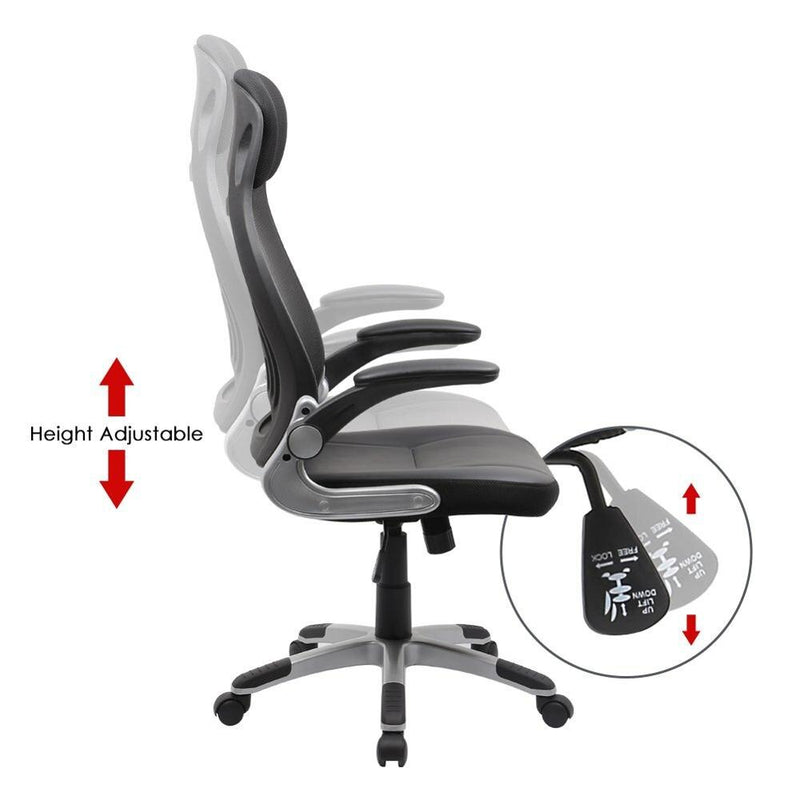 Swivel Mesh Office Computer Chair with Headrest Executive chair Ergonomic Mechanism Synchronized Height Adjustable, Black