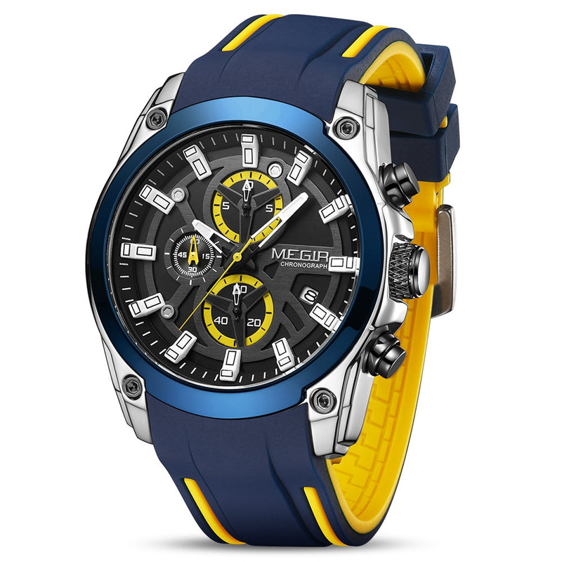 MEGIR 2020 Blaue Sportuhren für Herren Top-Marke Luxus-Chronographen-Mann-Uhr-Militär-Quarz-Uhren Luminous Relogio Masculino