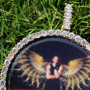 D&amp;Z New 3D Custom Photo Pendant Big Size Solid Back 4mm Width Stones Side Hip Hop Jewelry Personalized Cubic Zircon Chains Gift