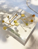 Brass With 18K Gold Crystal Geo Balance Statement Drop Earrings Women Jewelry Punk Party Sweety Gown Runway Boho Korean Japan