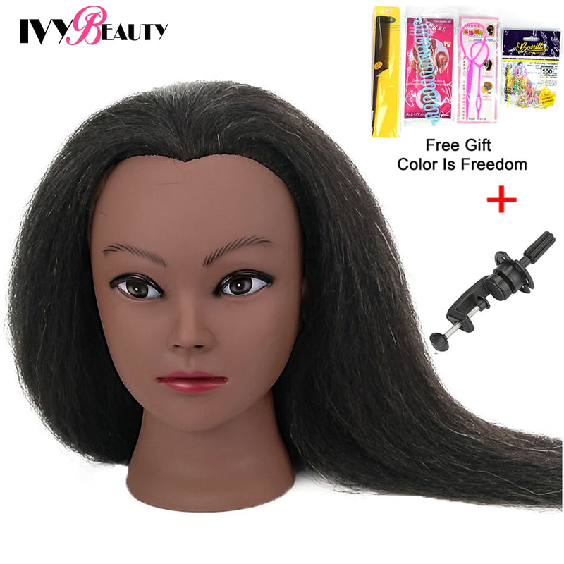 Weiblicher Schaufensterpuppenkopf mit Haaren zum Flechten von afrikanischen Schaufensterpuppen-Praxis-Friseur-Trainingskopf-Dummy-Kopf für Kosmetik