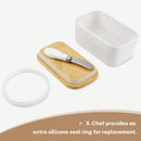 Nordic Style Butter Box Sealing with Wood Lid Knife FoodDish Ceramic Keeper Tool Cheese Storage Tray Plate Container for Kitchen