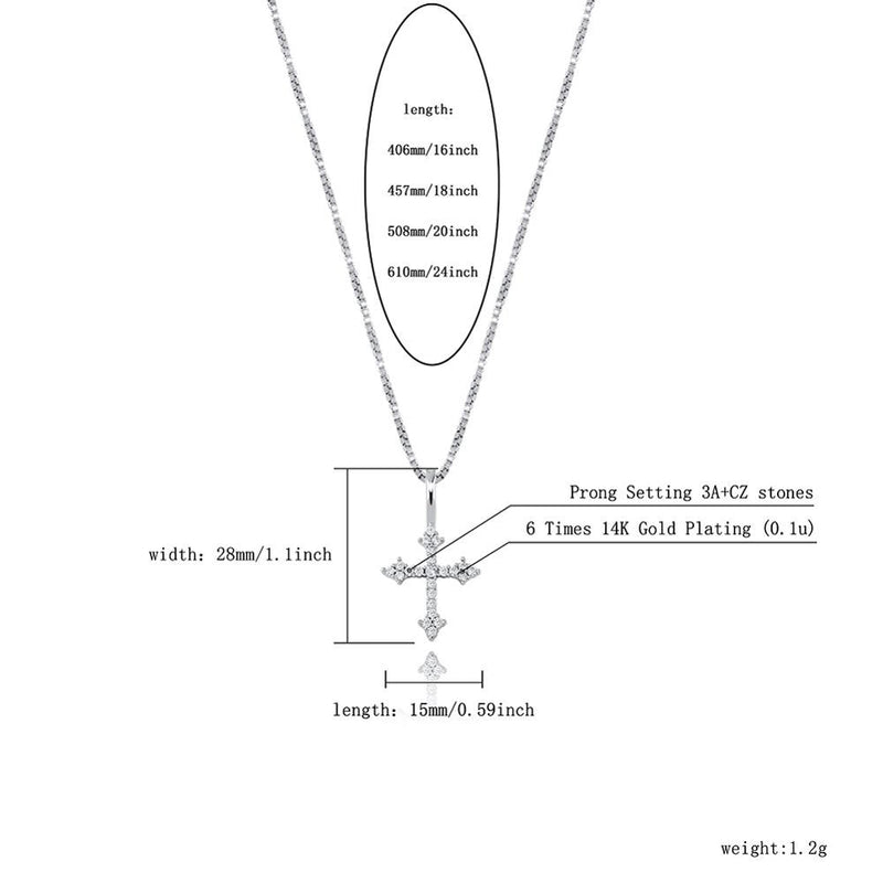 TOPGRILLZ 925 Sterling Silber Damen Anhänger Iced Zirkonia Kreuz Anhänger Mode Hip Hop Schmuck für Geschenk